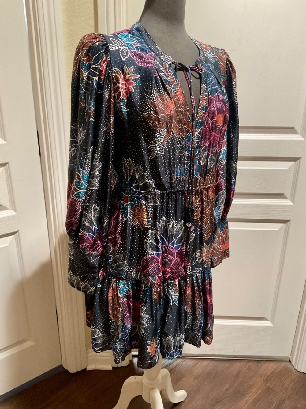 Farm Rio Sparkle Flowers Mini Dress Size medium
